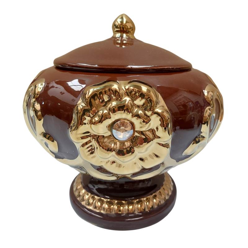 Sopera Porcelana Oya 22 x 21 cm (Marron con dorado) 8.5 in